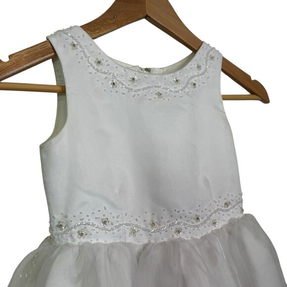 Vivian Nicole Size 6 White Tulle Bling Flower Girl First Communion Dress - Picture 5 of 10